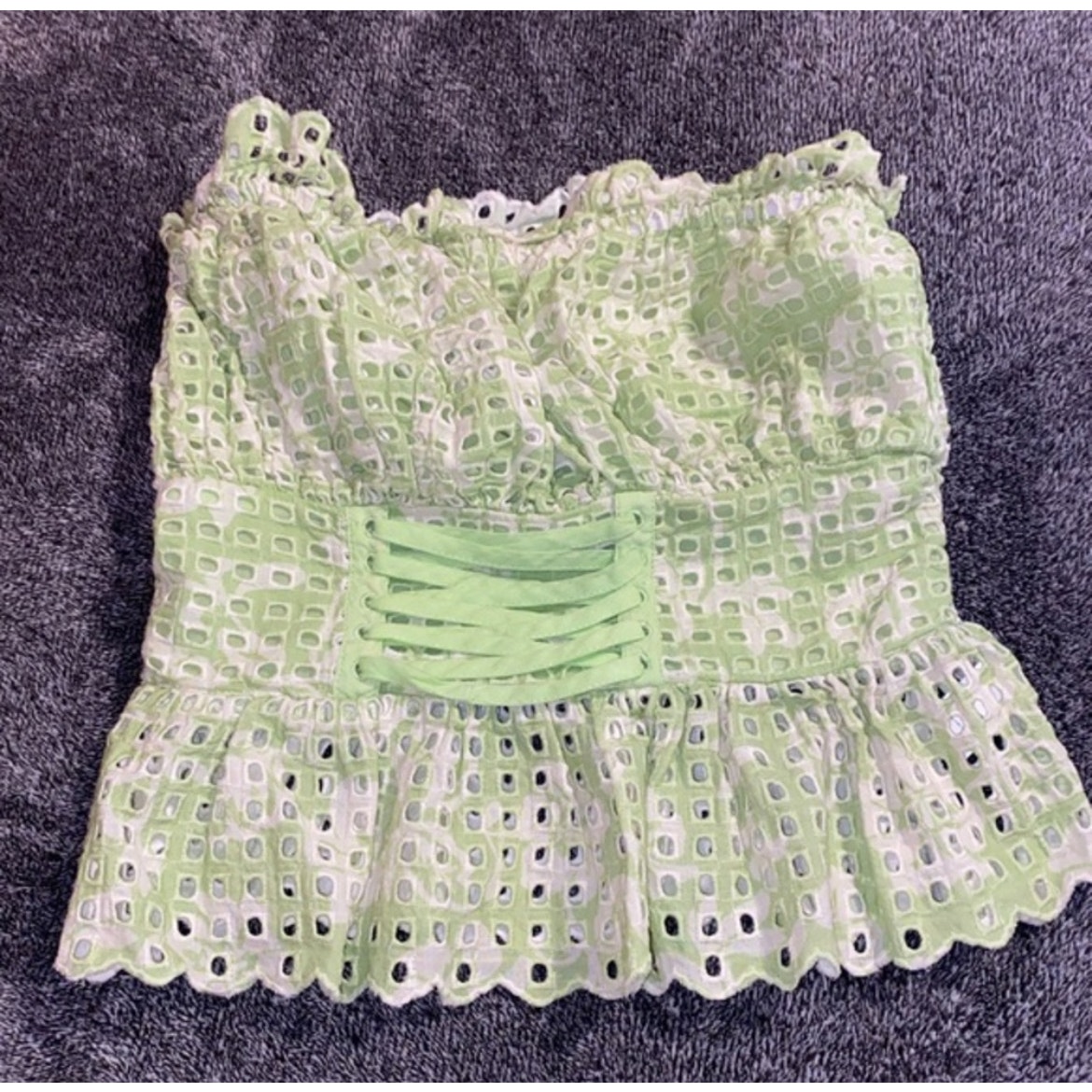 Like New Ramy Brook Green / White‎ Picnic Strapless Top ( 0 )