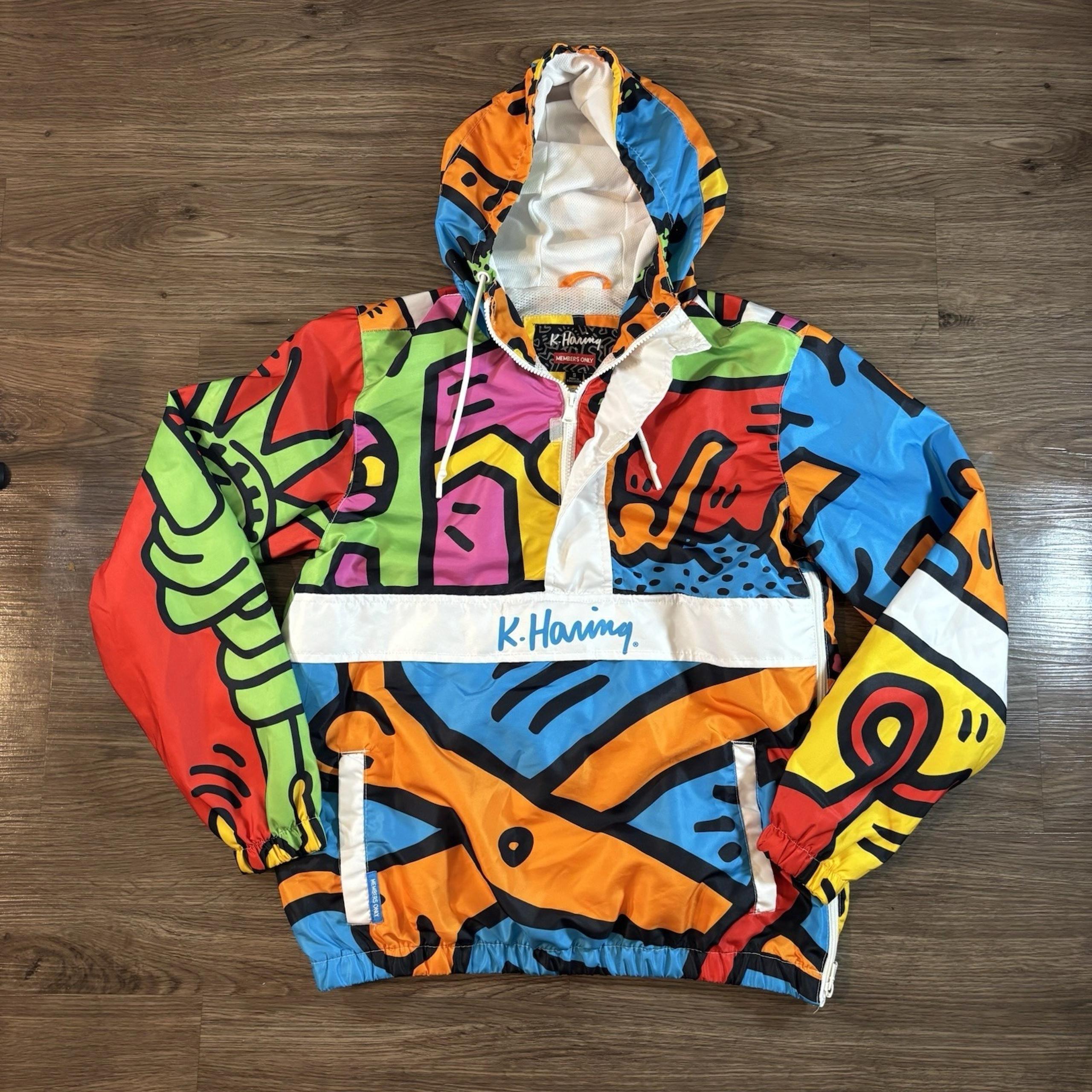 Keith Haring x Members Only Anorak Jacket Mens Small Windbreaker Hooded