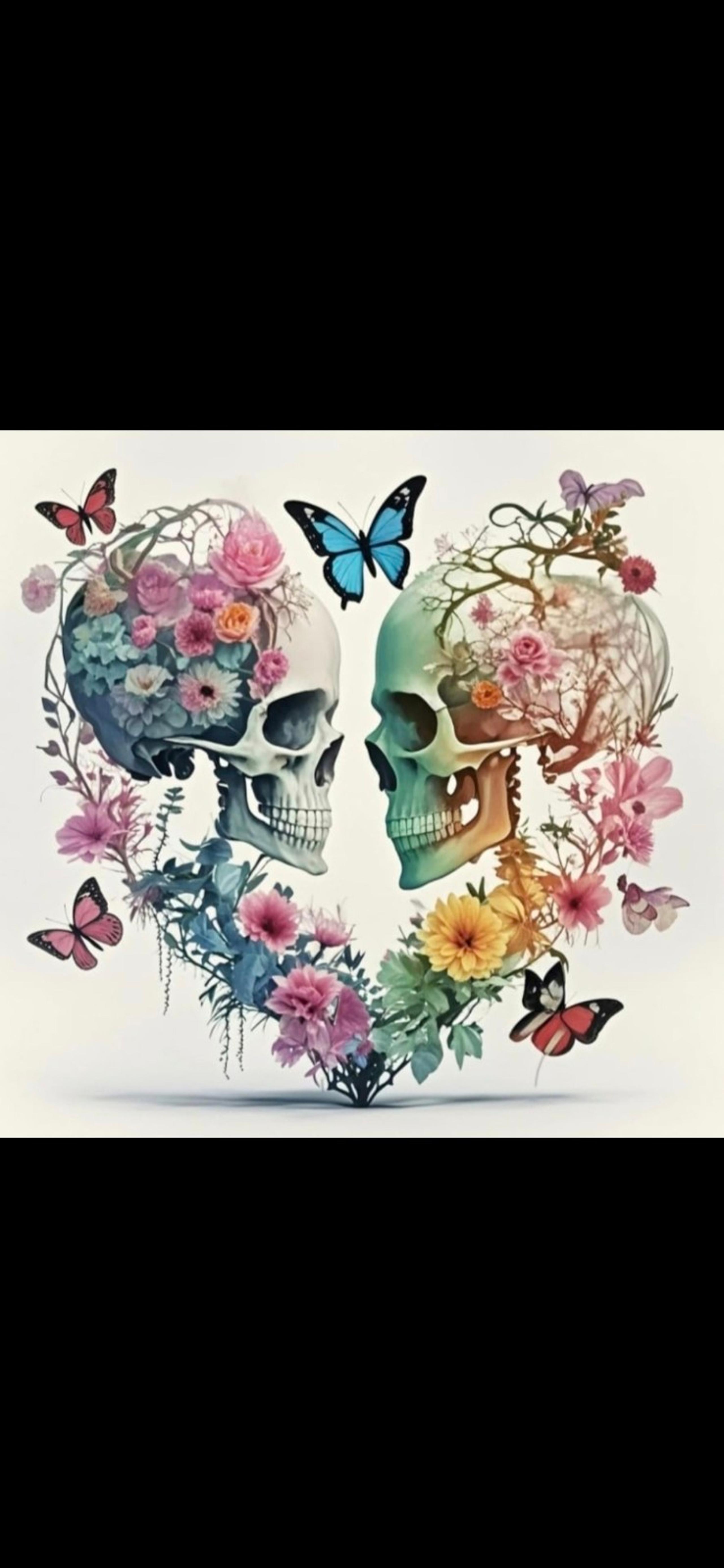 Floral Butterfly Love Skeleton Couple 5D Diamond Painting New