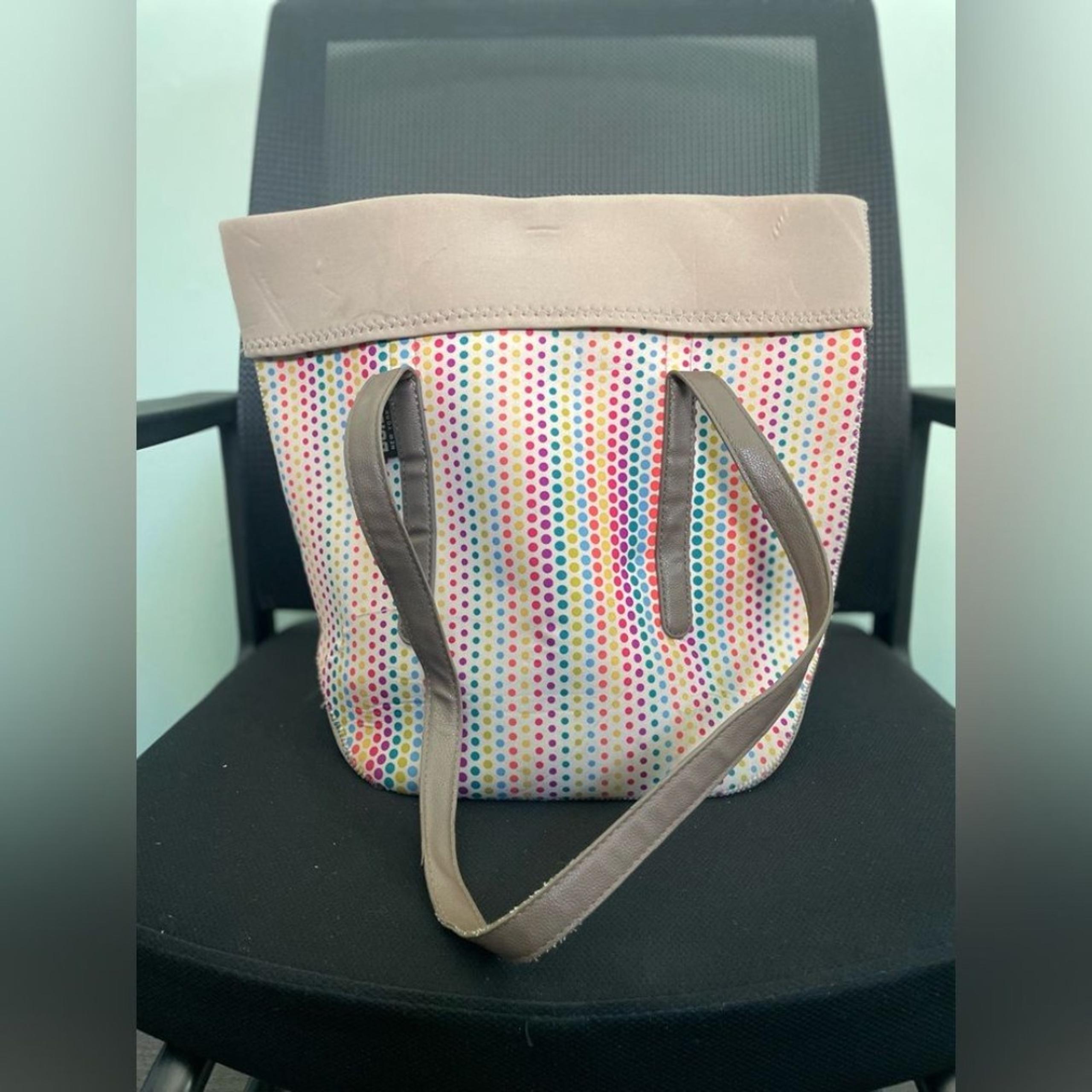 Built City Tote Multi Colored Polka Dot Tan City Mid Size Bucket Bag