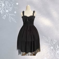 axes femme black dress fairycore cottage core jfashion ballet core Lolita kawaii