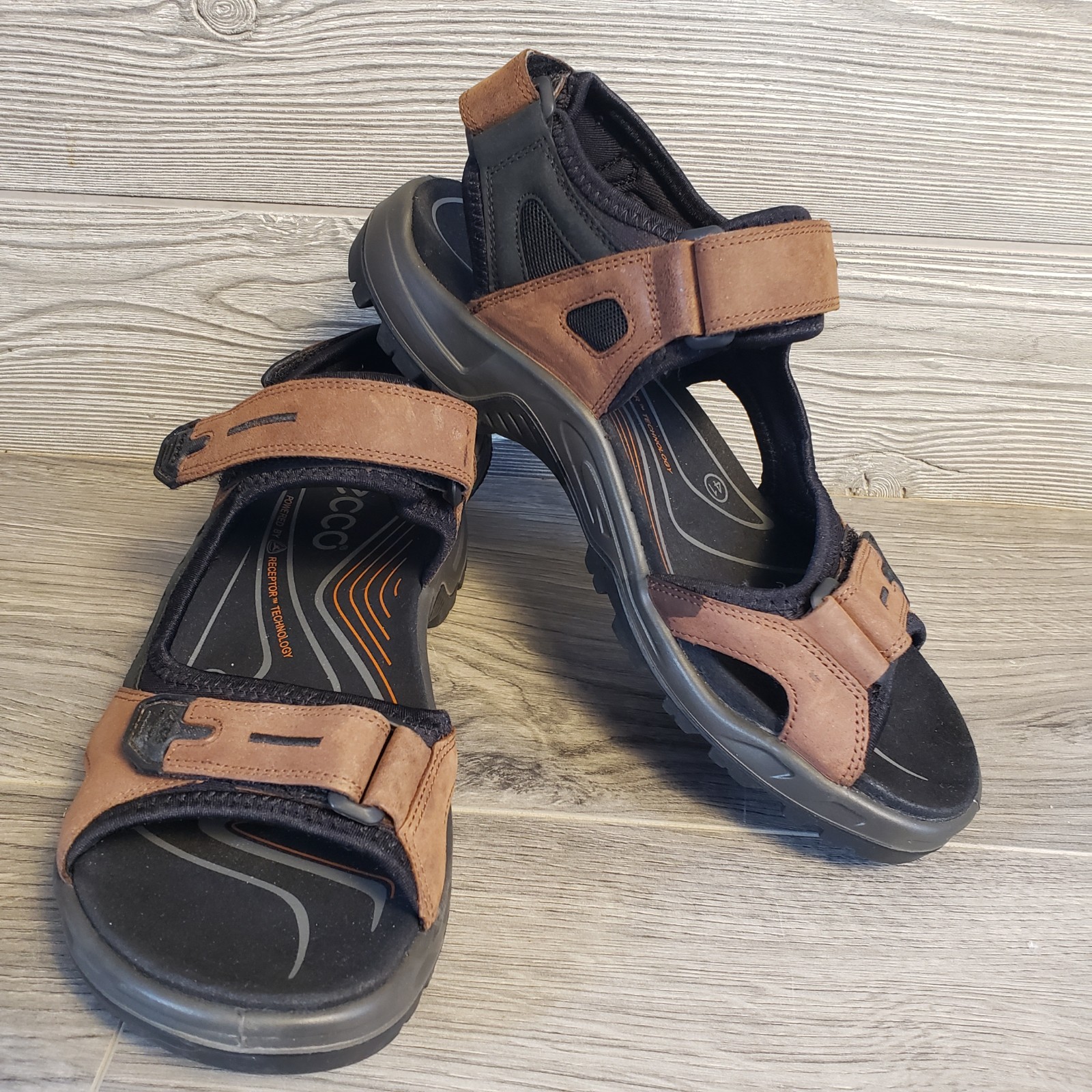 ECCO Yukatan Sport Sandals Brown Leather Size 41 | Men 7-7.5 | Women 10-10.5