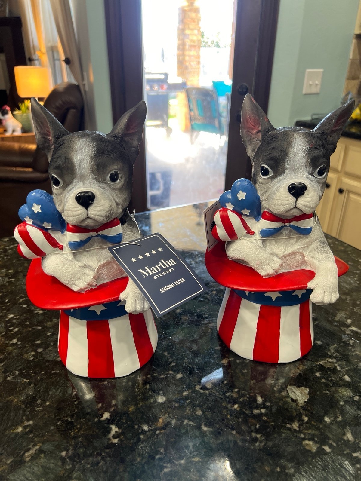 Patriotic French Bulldog Boston Terrier statues