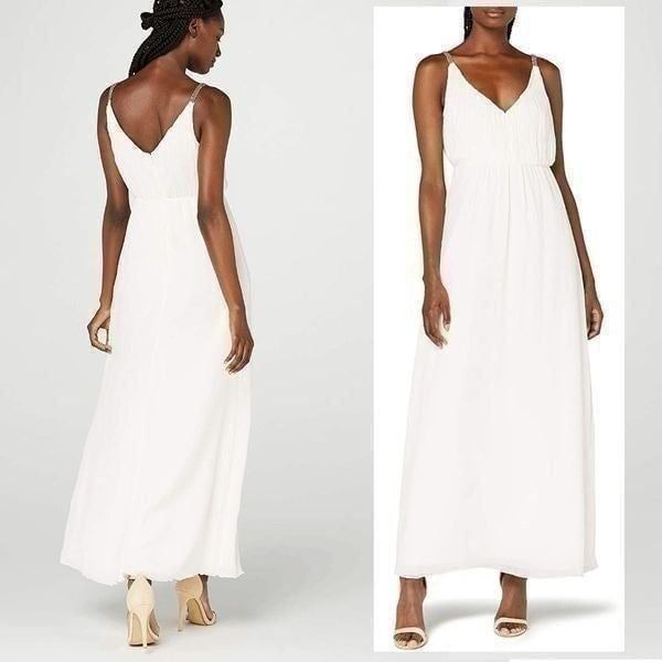 Pink Blush Elegant Sleeveless Beaded Classy Wedding Prom Maxi Dress SIZE XS NWT