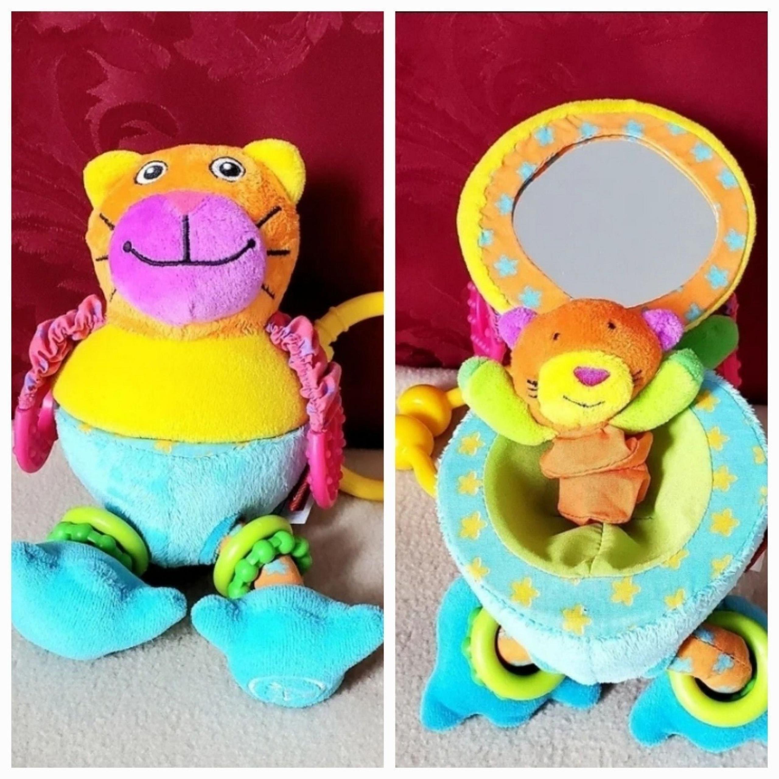 Whimsical Cat with Baby Rattle Sound Plush 8" Stroller Toy Tiny Love