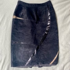 Vintage 80s Black Suede Pencil Skirt - 8