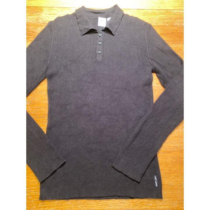 Armani Exchange Mens Ribbed Long Sleeve Polo Shirt Size Small