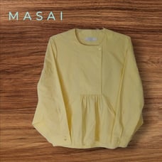 Unique Masai Copenhagen Buttery Yellow Pleated Hem Long Sleeve Blouse size M