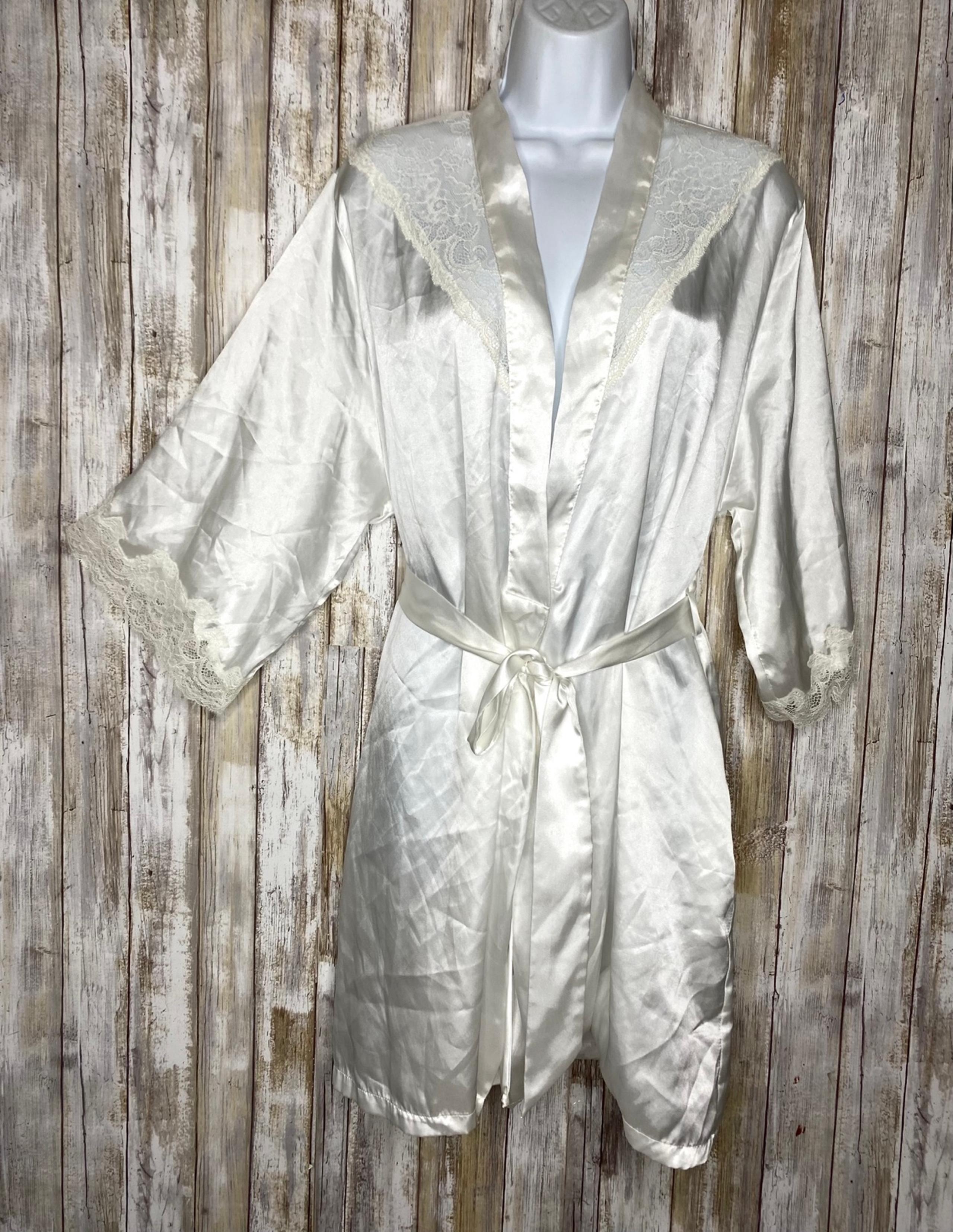 Jones New York Robe Women L/XL White Sleepwear Kimono Lace Bridal Belted
