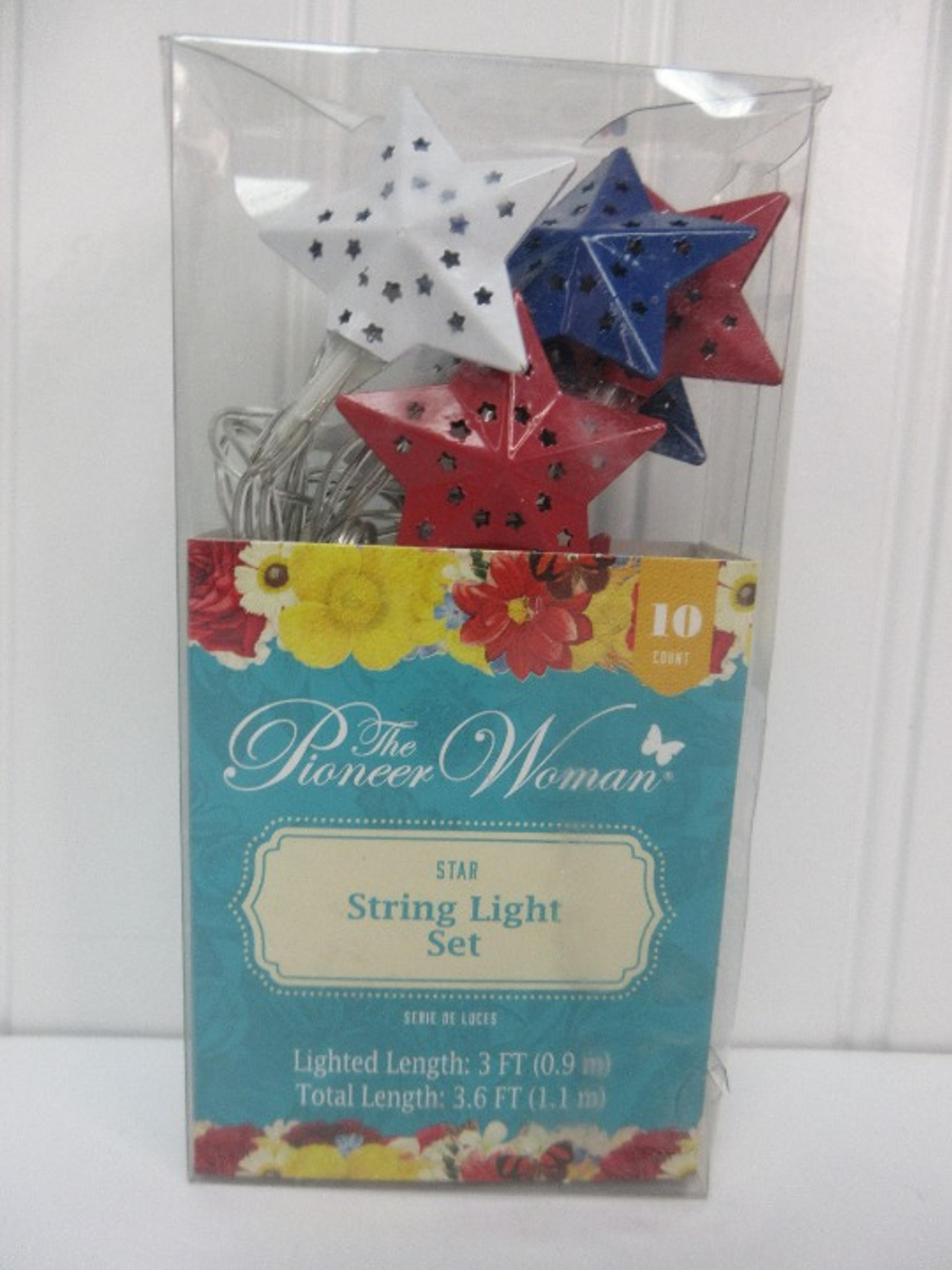 Pioneer Woman LED Star String Lights 10 ct Patriotic Red White Blue 4th of July