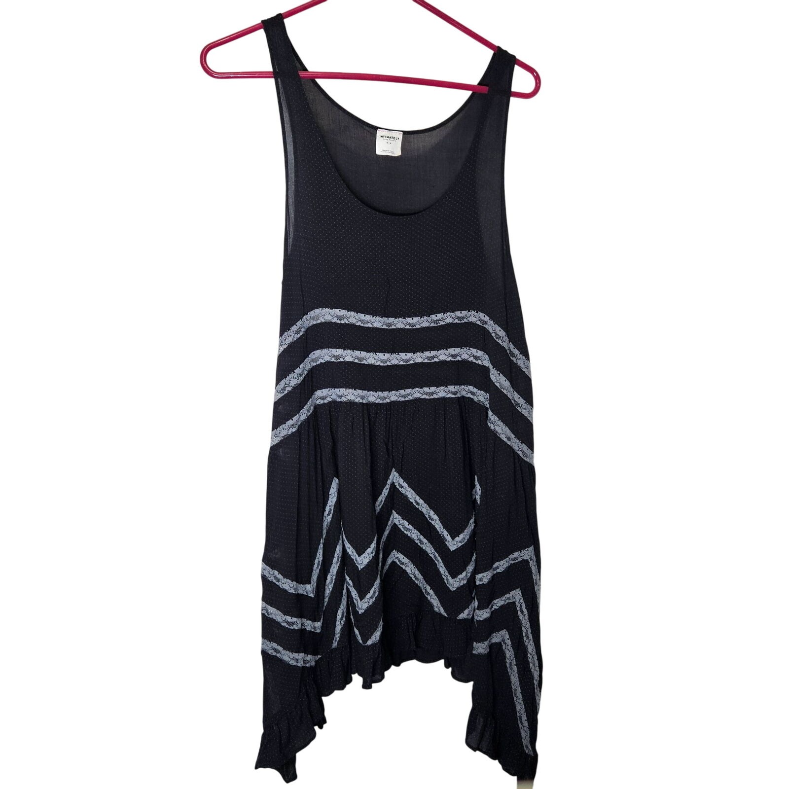 Intimately Free People Boho Black Sleeveless Dress Lace Flowy Oversized Beachy M
