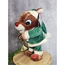Dan Dee Rudolph the Red-Nosed Reindeer Trombone Animated Plush PJ's Santa Hat