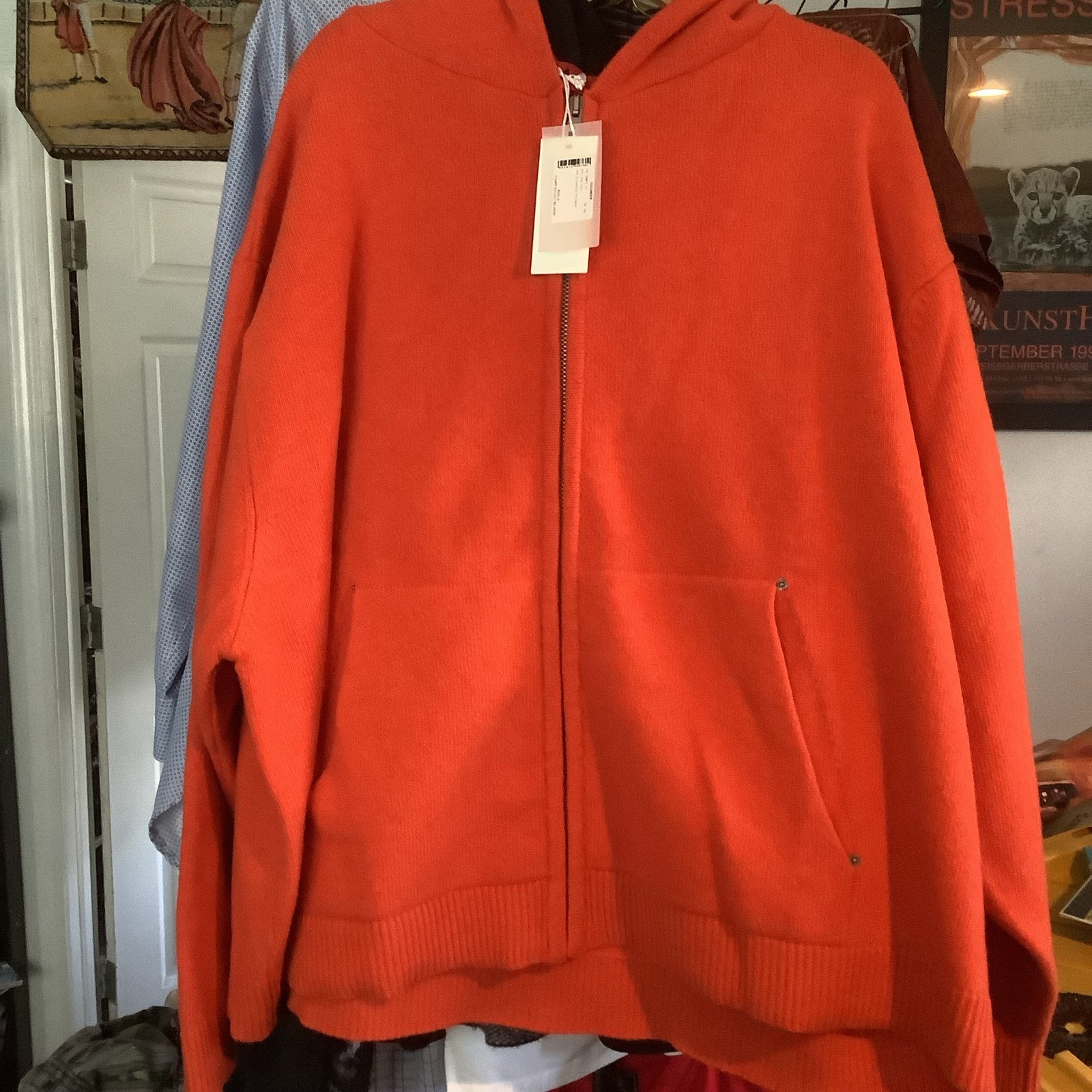 424 orange knit zip up hoodie made in Italy NEw with tags size xxl 2xl