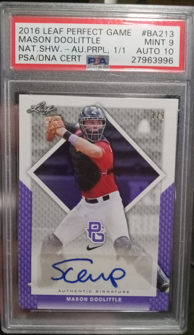 **TRUE 1 OF 1 2018 LEAF PERFECT GAME MASON DOOLITTLE PSA 10