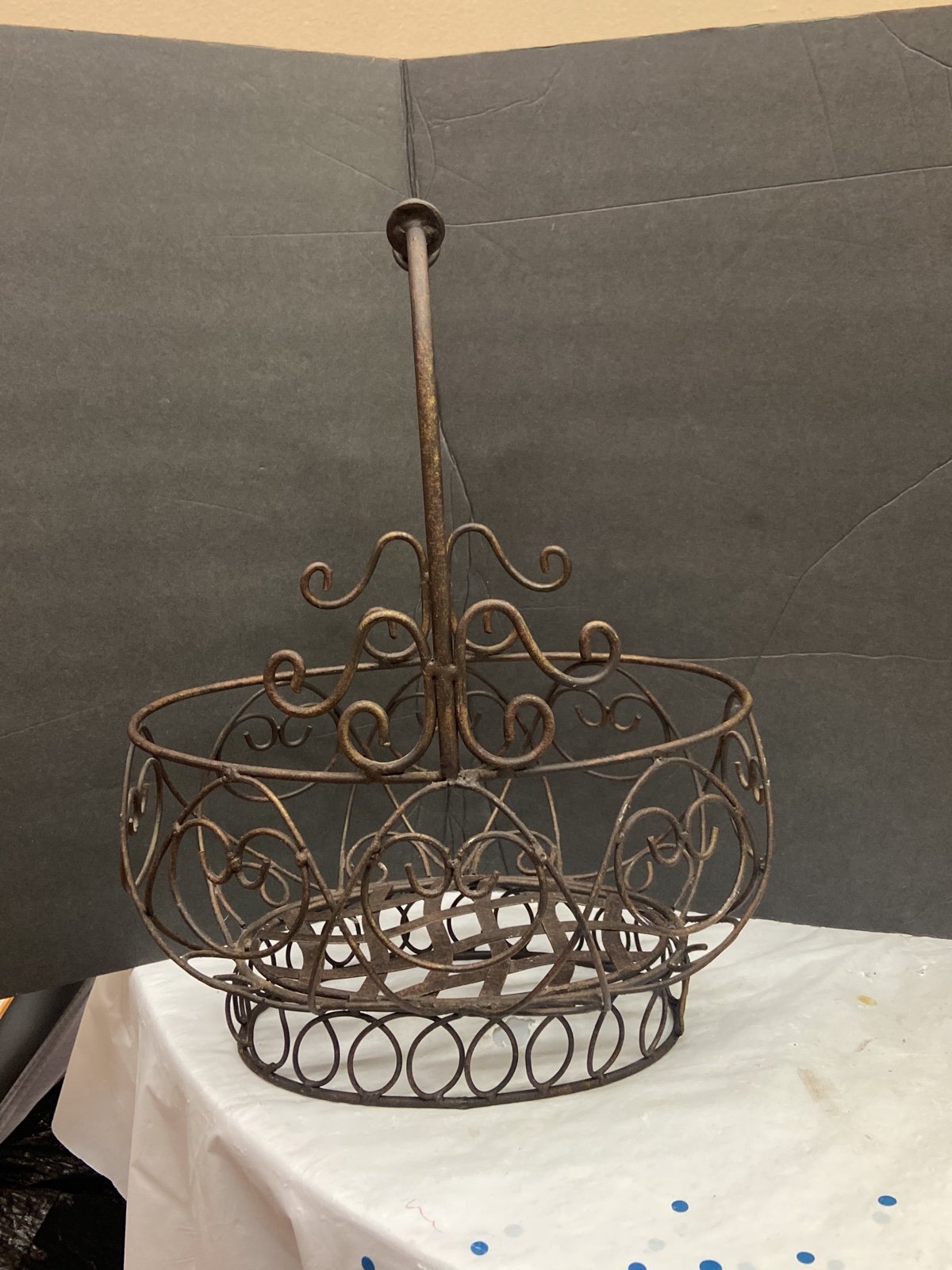 Vintage cast iron basket