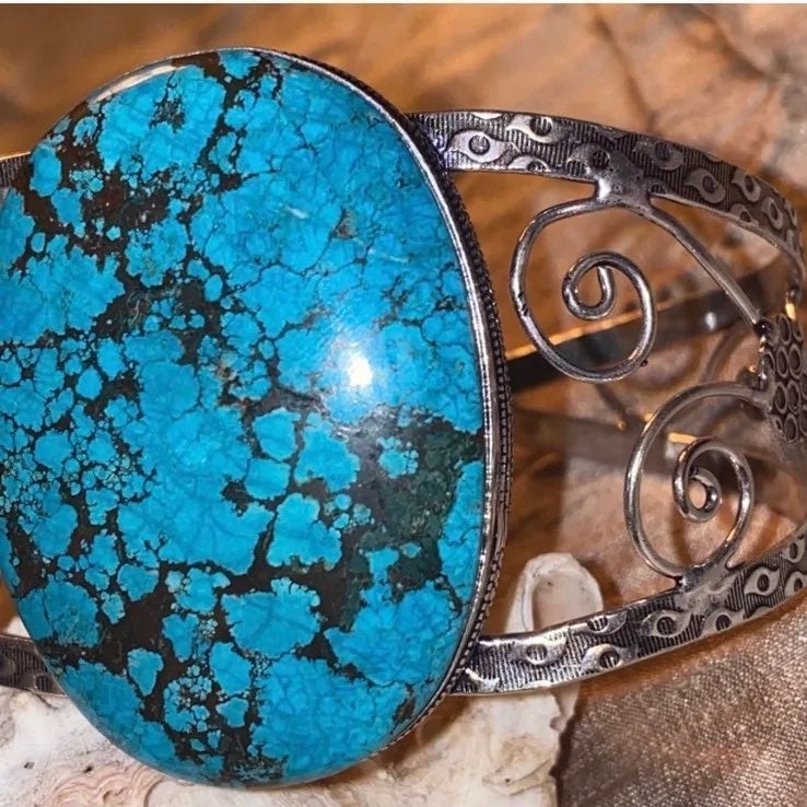 Turquoise statement Natural Gemstone cuff