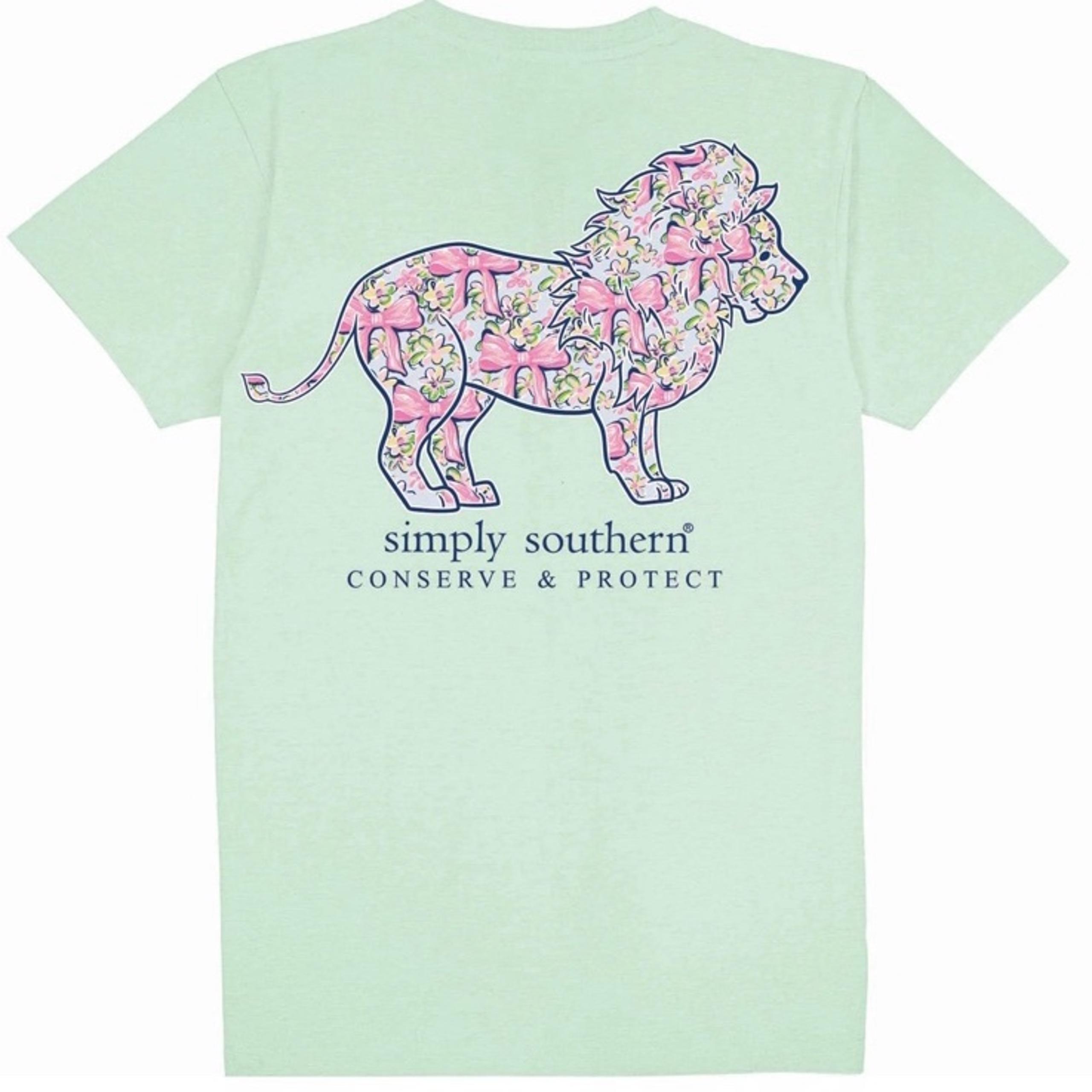 New Simply Southern Lion Bow Short Sleeve Shirt XL