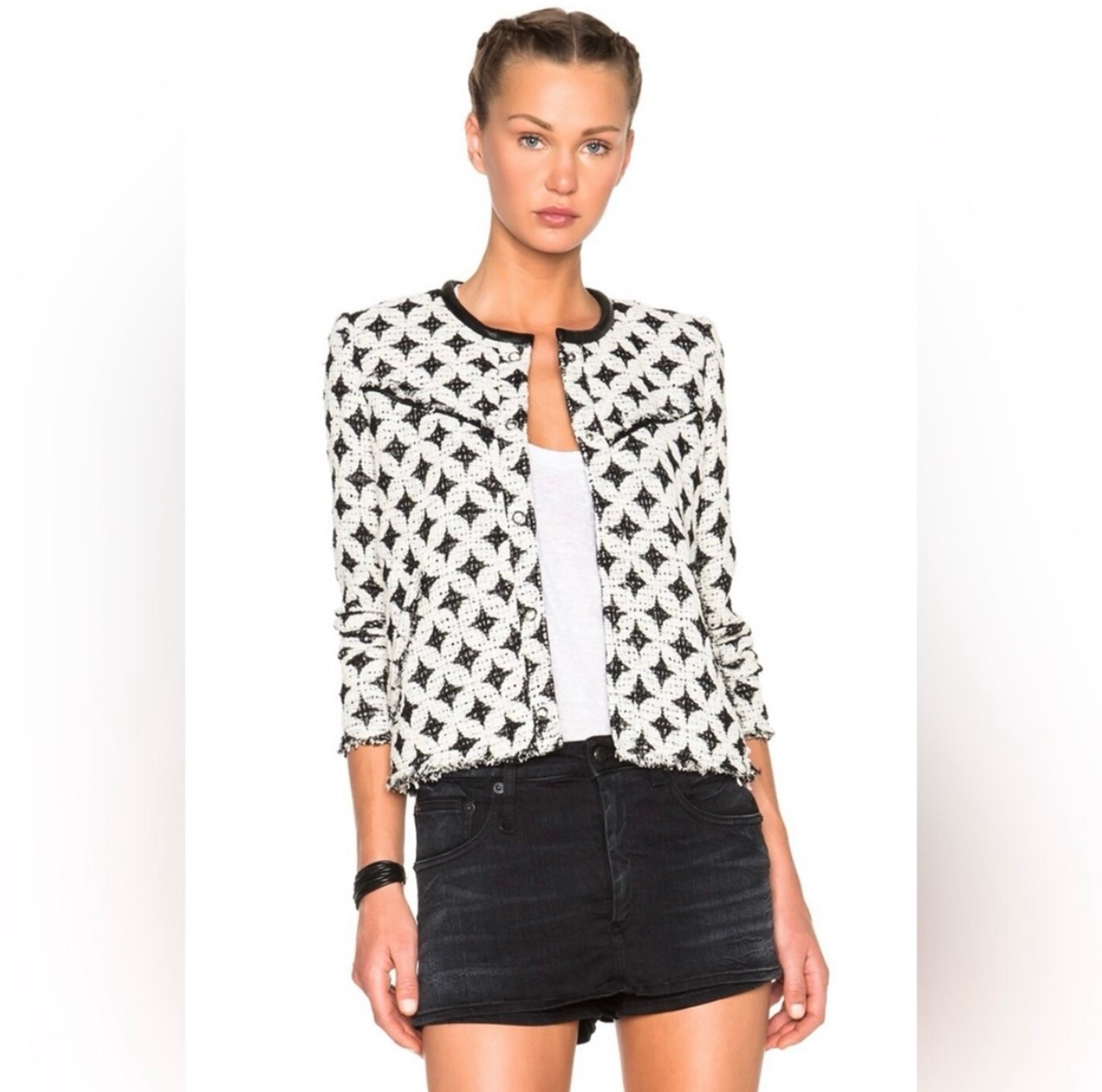 IRO Woven Tweed Diamond Pattern Black
White Blazer Preppy Casual Jacket