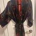 Oriental Red & Black Silk blend Robe with embroidery in size S/M