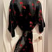 Oriental Red & Black Silk blend Robe with embroidery in size S/M