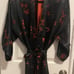 Oriental Red & Black Silk blend Robe with embroidery in size S/M