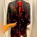 Oriental Red & Black Silk blend Robe with embroidery in size S/M
