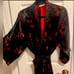 Oriental Red & Black Silk blend Robe with embroidery in size S/M