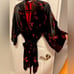 Oriental Red & Black Silk blend Robe with embroidery in size S/M