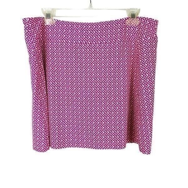 Jude Connally Morgan Skort Size L White Pink Batik Geometric Print Golf Skirt