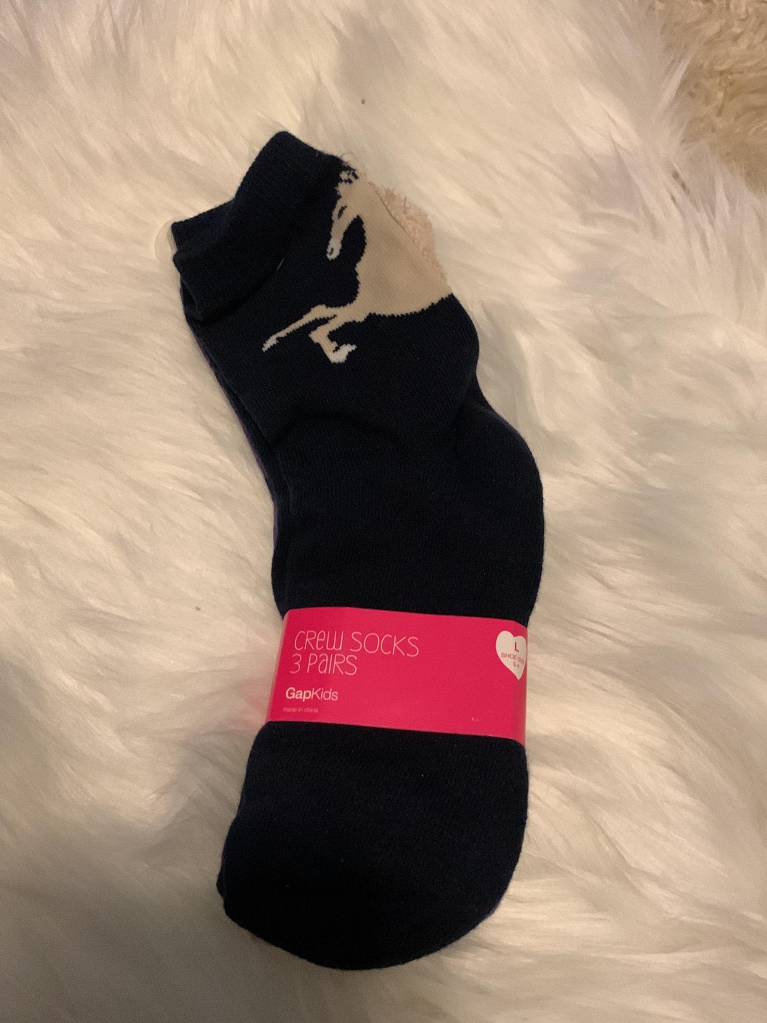 New Gap girls pony horse socks shoe size 3-4