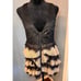 BKE Boutique zip front lace, tulle & beaded sleeveless T back halter top. Sz S