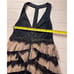 BKE Boutique zip front lace, tulle & beaded sleeveless T back halter top. Sz S