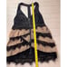 BKE Boutique zip front lace, tulle & beaded sleeveless T back halter top. Sz S