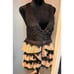 BKE Boutique zip front lace, tulle & beaded sleeveless T back halter top. Sz S