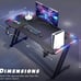 39 inch Small Gaming Desk with LED Lights & Power Outlet Carbon Fiber Black