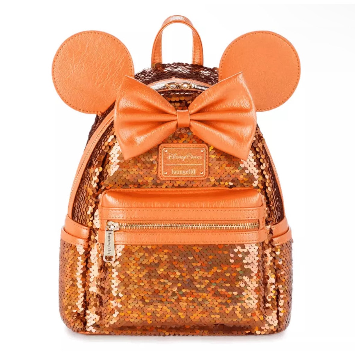Loungefly Disney Minnie Mouse Orange Peach Punch Sequined Mini Backpack