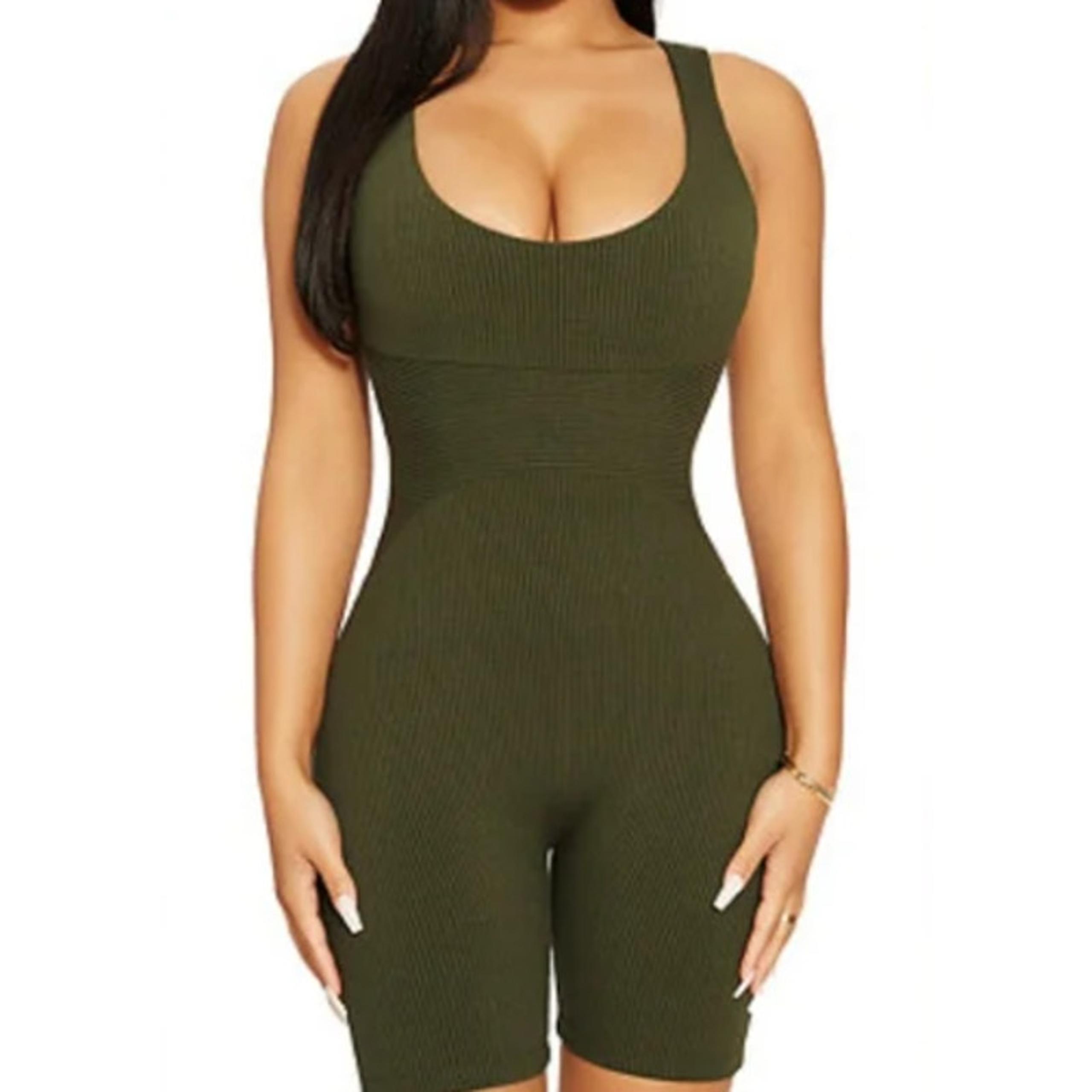 NWOT Naked Wardrobe Women's Snatched AF Sleeveless Romper Olive Green Size S