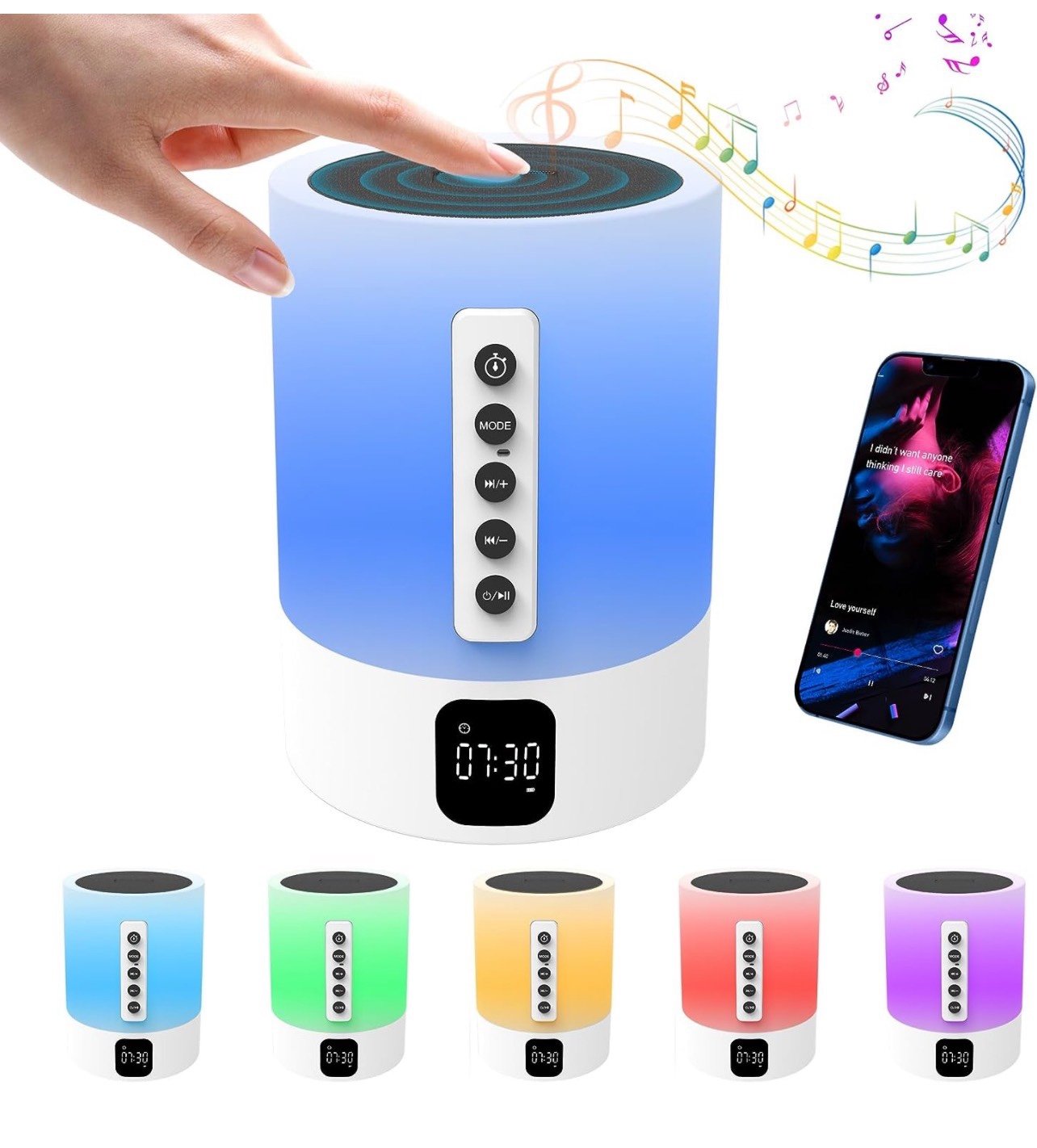AFEXOA Night Light Bluetooth Speaker, Kids Alarm Clock with Sound Machine, 48 Co