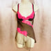 90s Victoria’s Secret Silk Lace & Mesh Hot Pink & Cocoa Babydoll Dress 34C