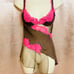 90s Victoria’s Secret Silk Lace & Mesh Hot Pink & Cocoa Babydoll Dress 34C