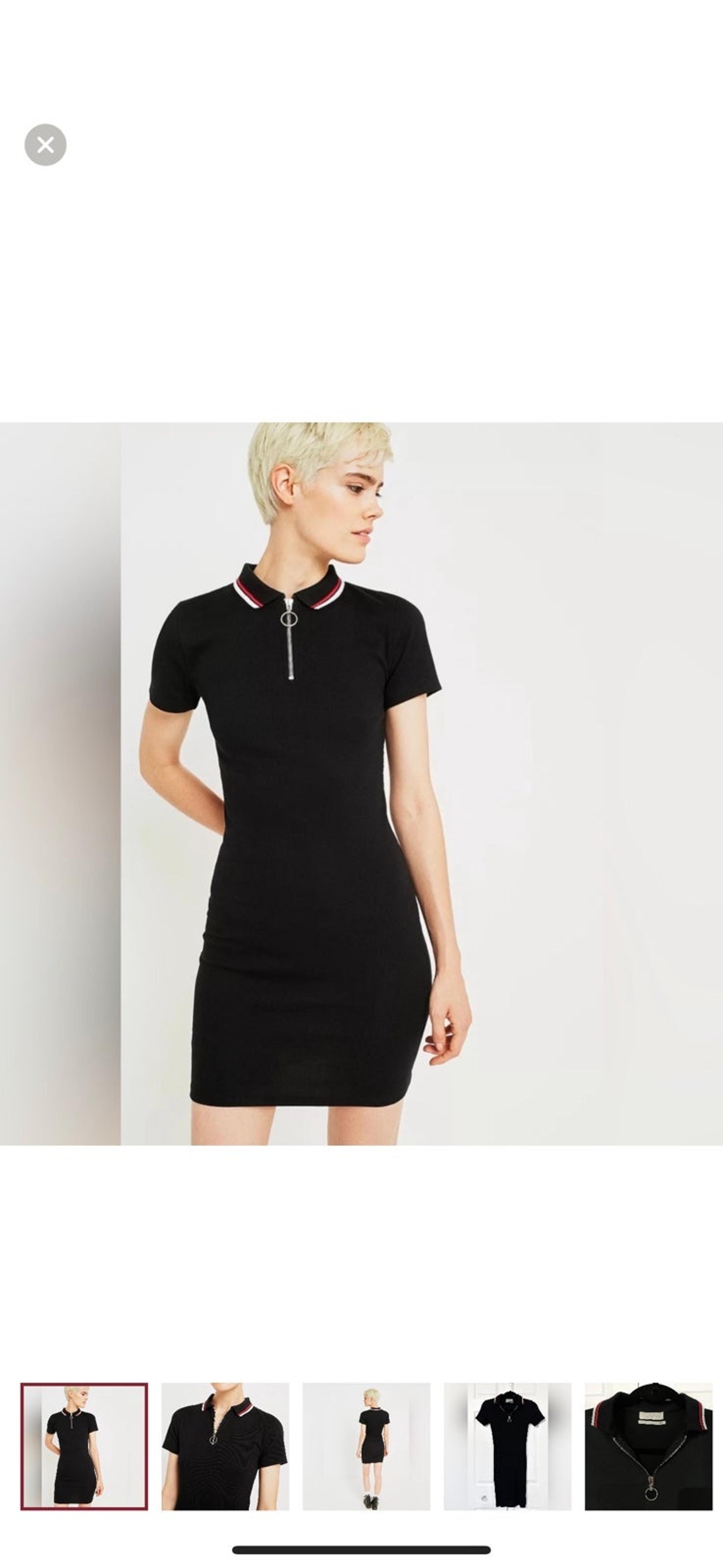 Sparkle & Fade Fitted Half-Zip Black Polo Dress