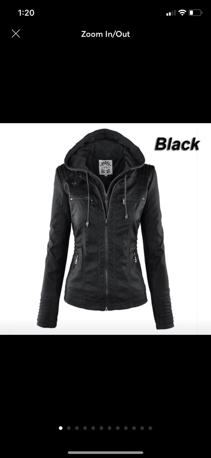 Black pu leather motorcycle jacket biker