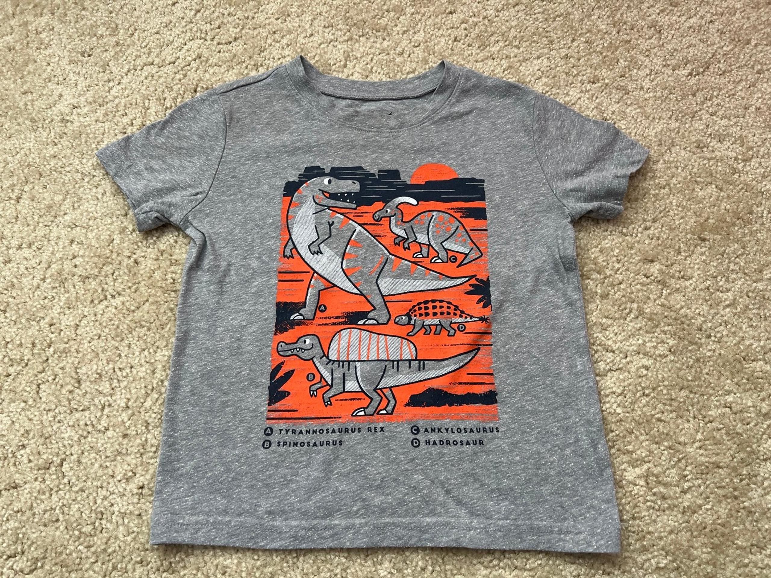 Jumping Beans toddler boys grey dinosaur top Shirt Size 4t