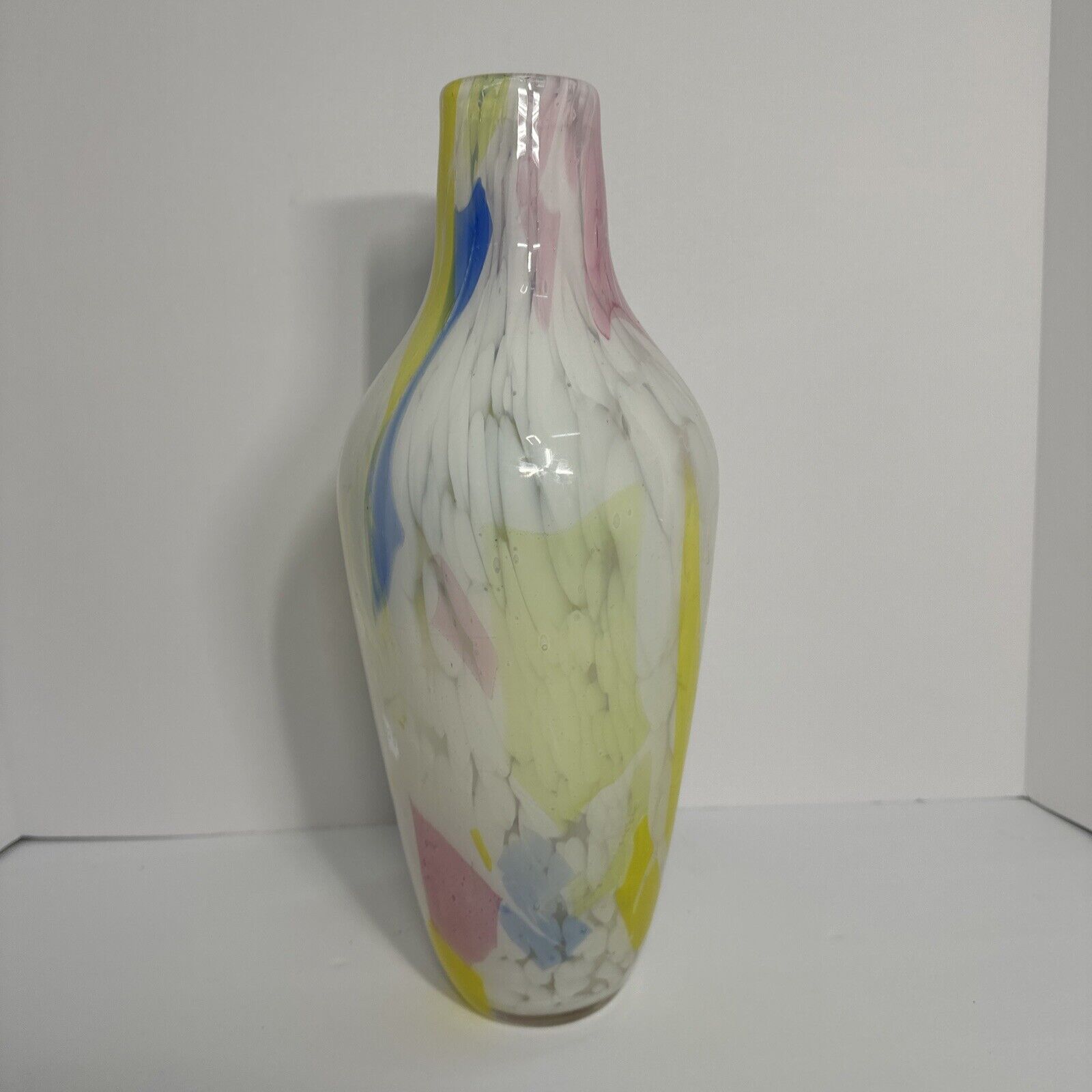 Vintage Hand blown Glass Vase Confetti Candy Wrapper 15” in Tall