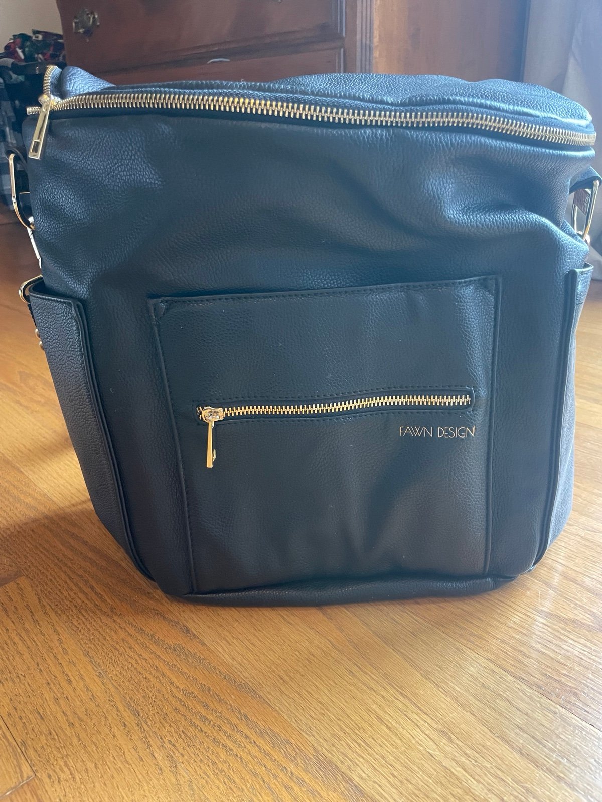 Black fawn design diaper bag - large