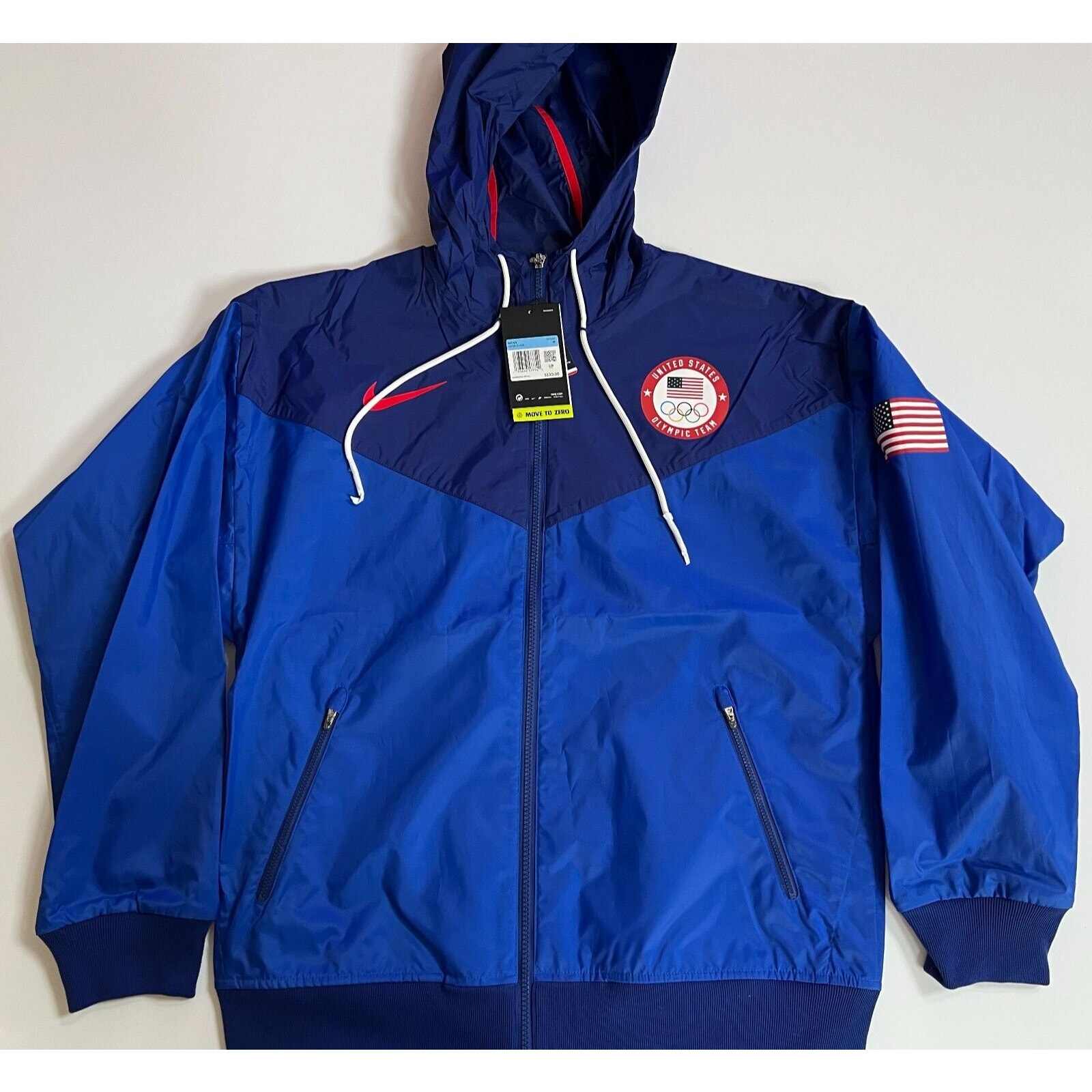 Nike Team USA Windrunner Woven Blue Hooded Jacket CK5813-455 Size M NWT