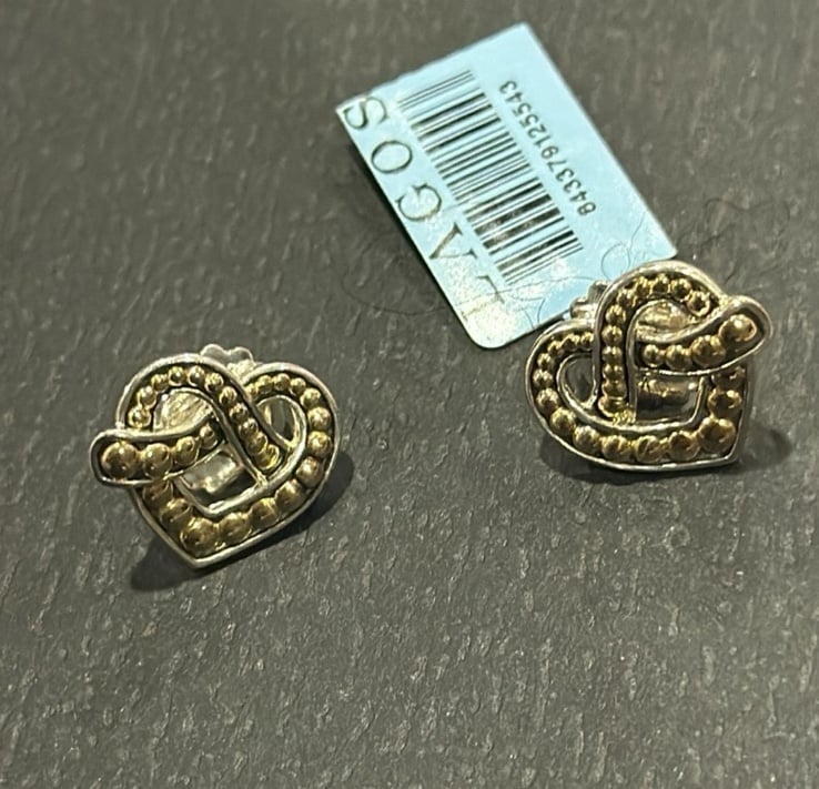 LAGOS Beloved Two-Tone Heart Stud Earrings