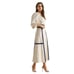 ABLE Women's Small Sand Navy Blue Contrast Trim Square Neck Top Midi Skirt Set