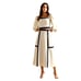 ABLE Women's Small Sand Navy Blue Contrast Trim Square Neck Top Midi Skirt Set