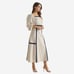 ABLE Women's Small Sand Navy Blue Contrast Trim Square Neck Top Midi Skirt Set